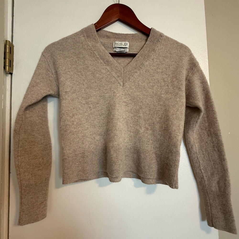 Rachel Zoe 100% Cashmere Cropped V-Neck Sweater – Size M